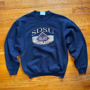 Vintage San Diego State Mom Sweatshirt Navy Sportswear Crewneck Pullover Size M